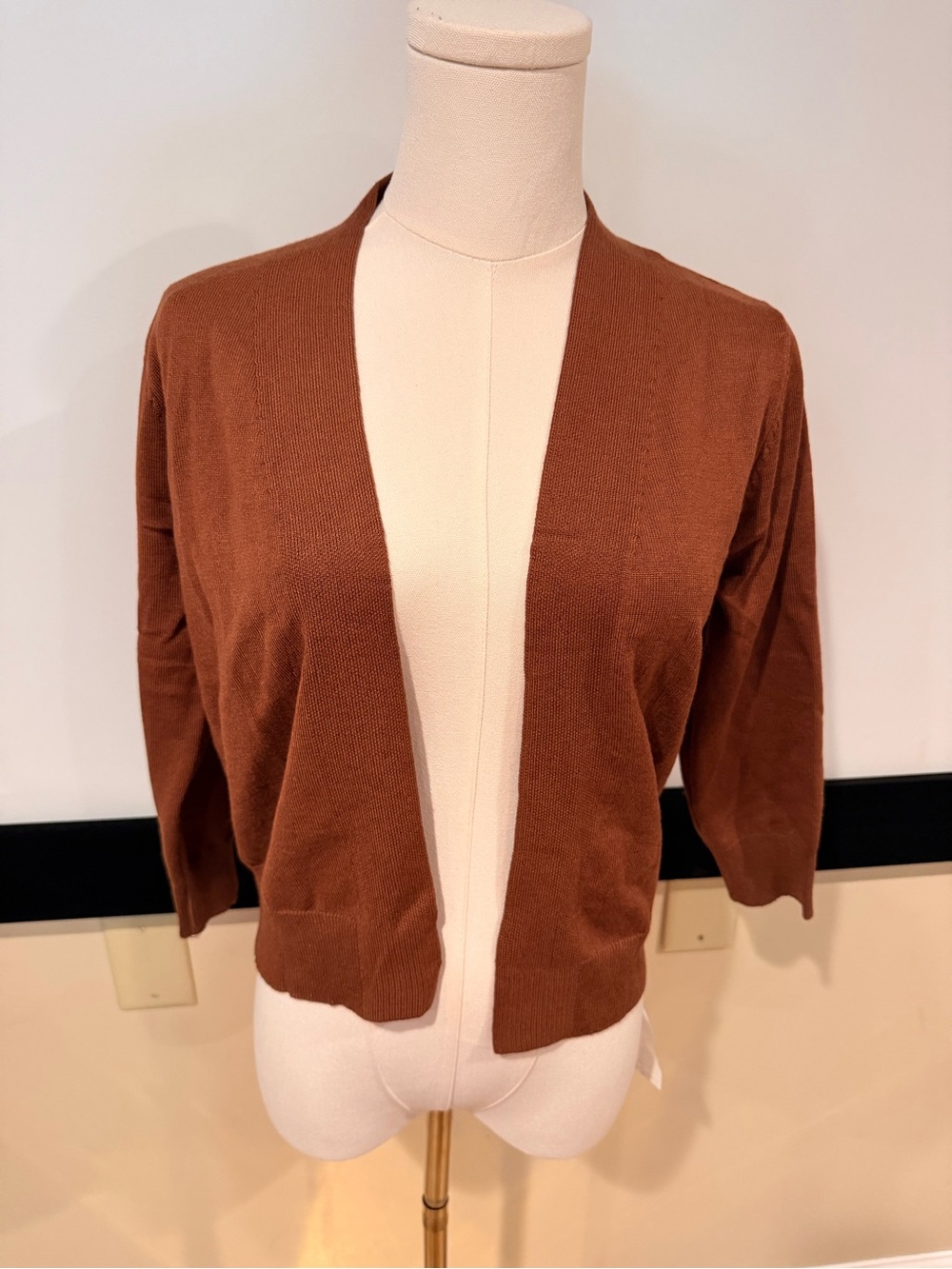 Women's Open Front Cropped Sweater Cardigan - Brown